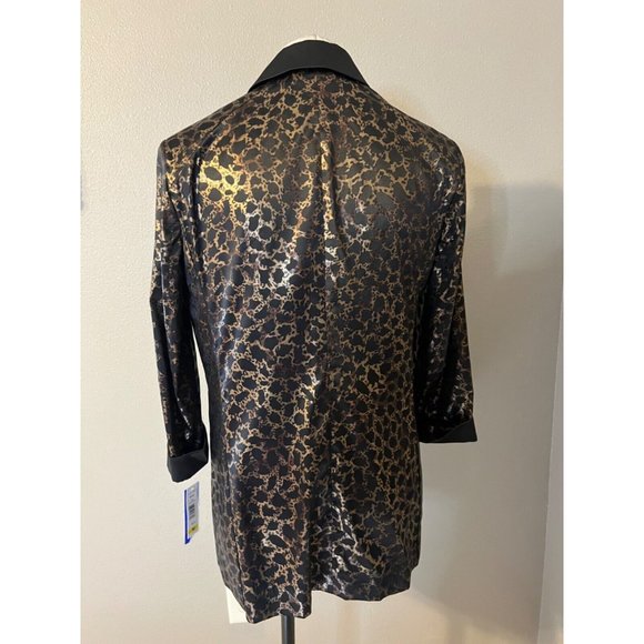 Nygard Jacket M Medium Black Brown Gold Animal Print Rolled Cuff Lightweight NWT - Picture 4 of 12